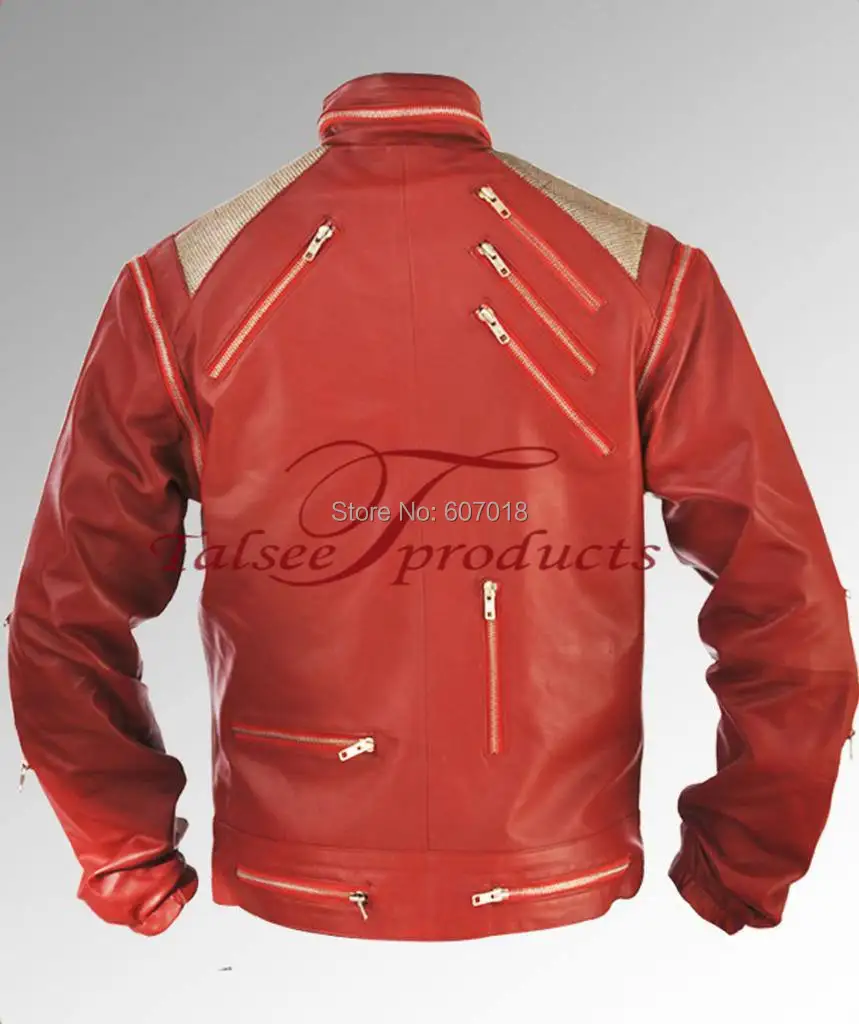 HOT Punk Red Zipper Michael Jackson MJ Beat It Casual Tailor Made America Fashion  Style Jacket Outwear Imitation