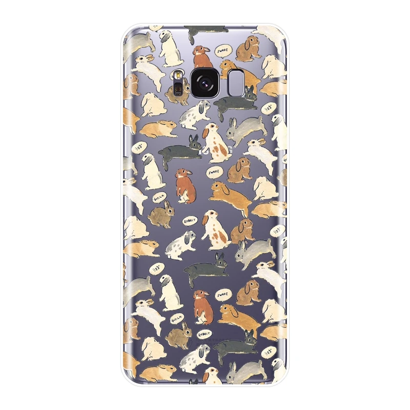 Силиконовый чехол для телефона Samsung Galaxy S8 S9 Plus S5 S6 S7 Edge Kawaii Rabbit мягкая задняя