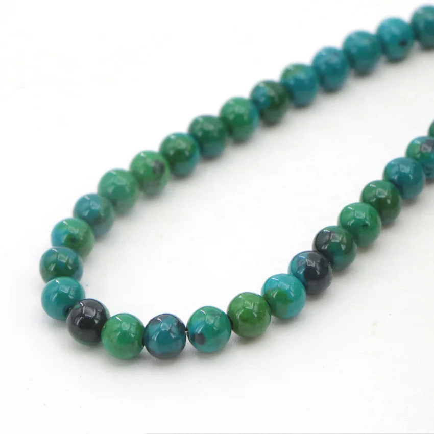 1 High Quality 4-14mm natural Dark green semi-precious Round ball Phoenix stone loose beads for DIY Fashion charms (6)
