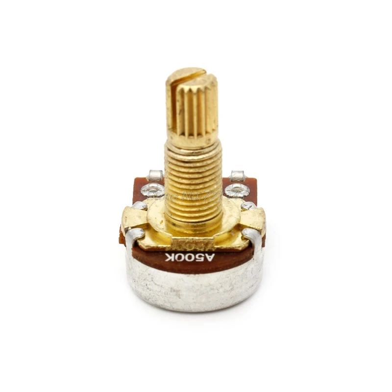 5pcs A500K Potentiometer Splined Pot Electric Guitar Bass Effect Amp Tone Volume 18mm Shaft Parts Golden