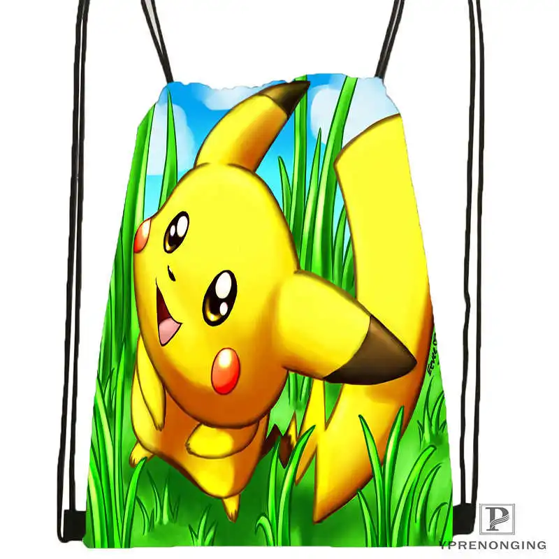 Custom Pokemon Аниме Стиль походная сумка на шнурке милый рюкзак дети ранец(черный Назад) 31x40 см#180531-02-07 - Цвет: Drawstring Backpack