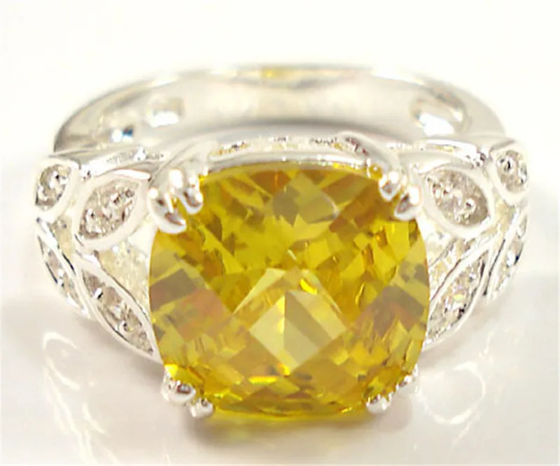 

Silver Color Rings For Men Luxury Yellow Red CZ Stone Engagement Rings Cubic Zirconia Wedding Rings Men Jewelry Bijoux