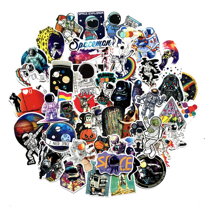 10/30/50PCS Cartoon Universe Outer Space Stickers UFO Alien Astronaut Ship Planet DIY ToyS Skateboard Laptop Decal Sticker F5 xfkm 50pcs lot ni80 ss316 staple half staggered fused clapton volcan wires alien hoffa juggernaut heating resistance mtl coil