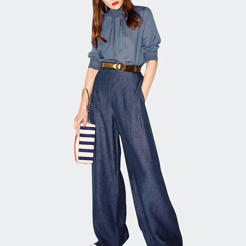 2019 Casual Womens Wide Leg Pants Plus Size High Waist Demin Pants Fashion Palazzo Pants Tencel Trousers Jeans Woman Bottoms 2019 Casual Womens Wide Leg Pants Plus Size High Waist Demin Pants Fashion Palazzo Pants Tencel Trousers Jeans Woman Bottoms