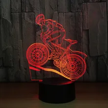 Горный велосипед езда 3D настольная лампа светодиодный цветной ночник дети подарок на день рождения USB спящий свет украшение дома Фабрика Прямая поставка