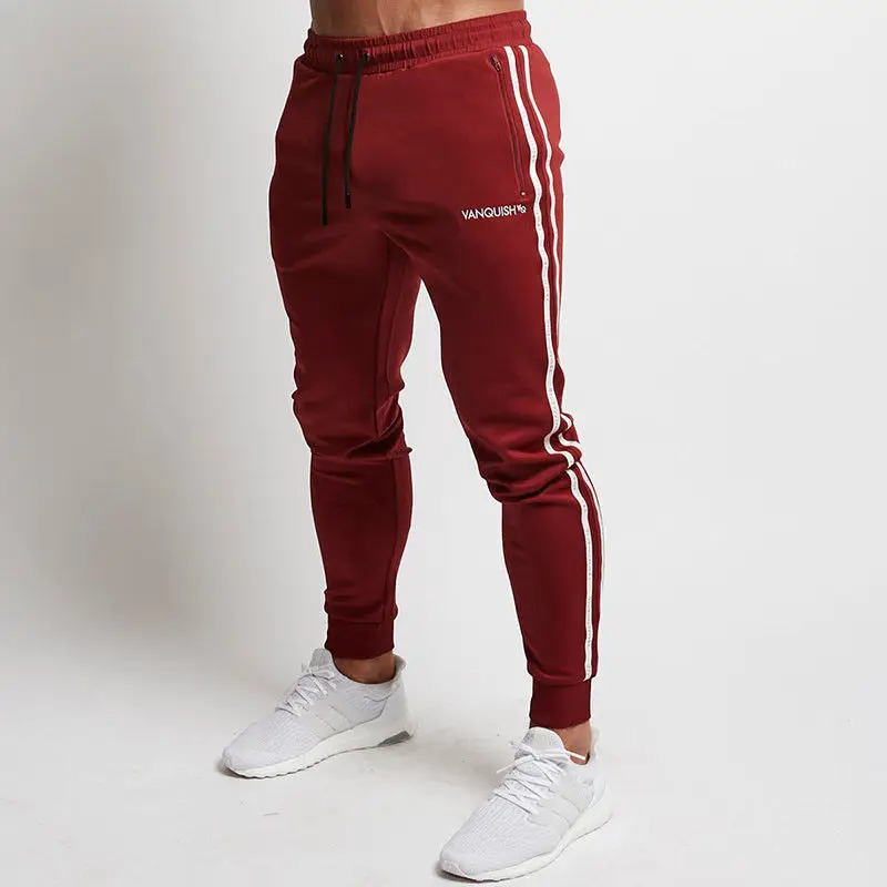 Мужские спортивные штаны, длинные брюки, для фитнеса, пэчворк, для тренировок, бегунов, для спортзала, с надписью, спортивные штаны - Цвет: A Red