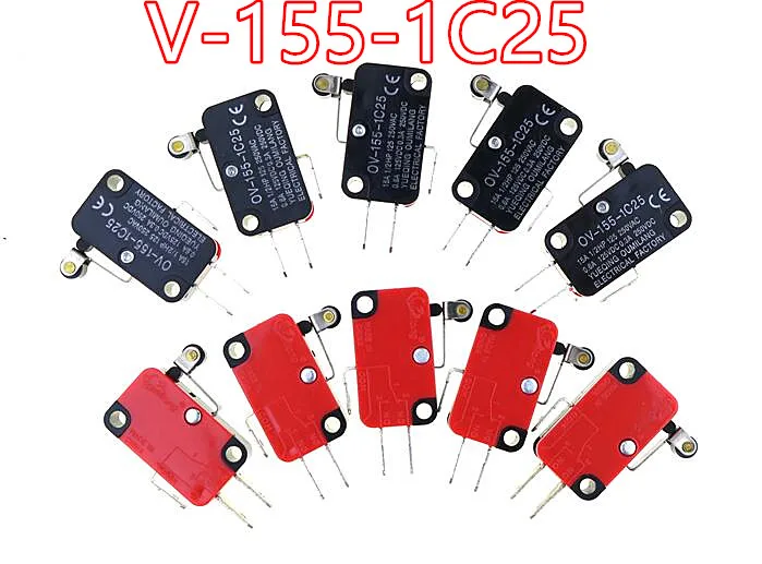 

10pcs V-155-1C25 Micro Limit Switch Short Hinge Roller Lever Arm for Arduino