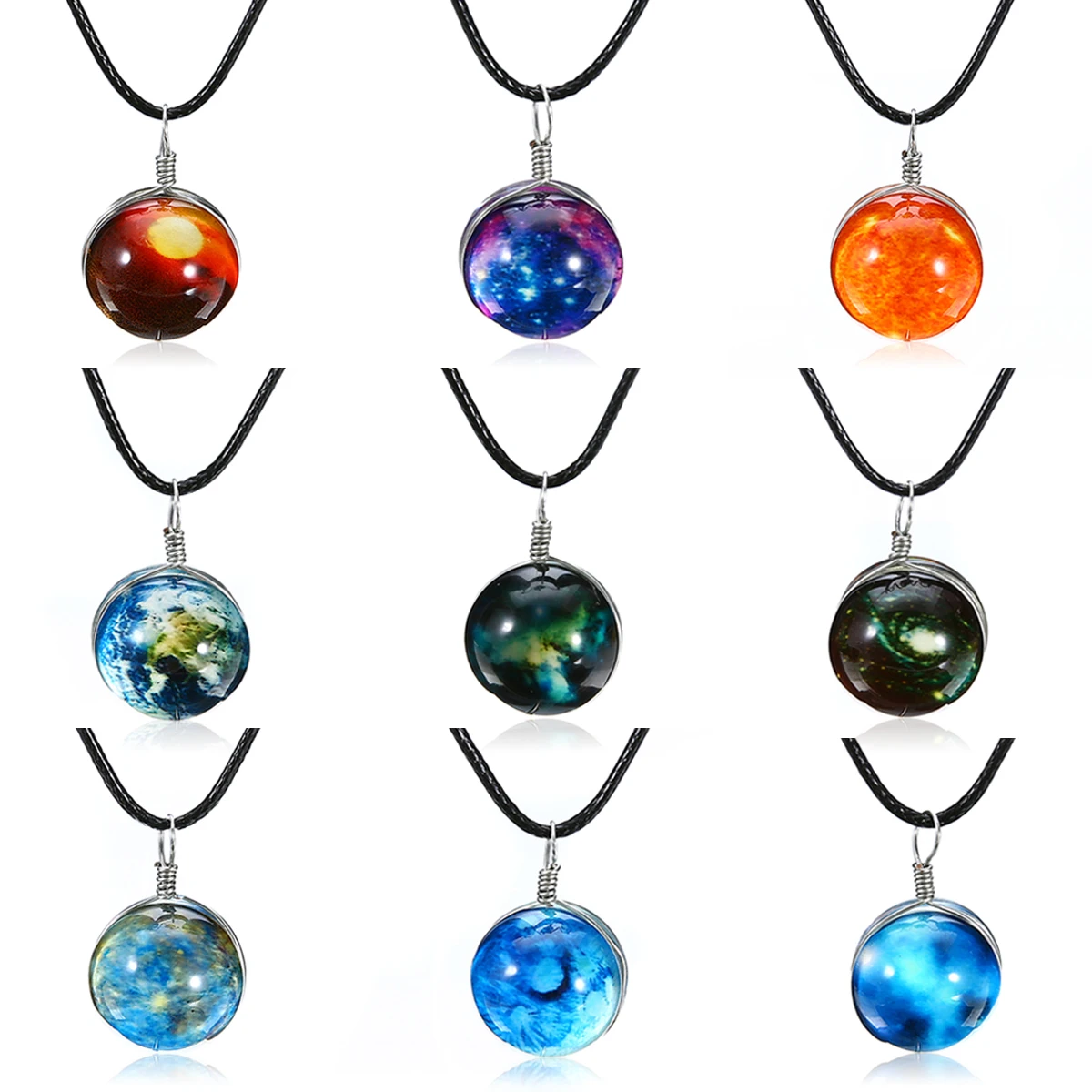 10Style Unisex Dreamy Glass Ball Necklace Shellhard Nebula Space Star Universe Galaxy Pattern Pendant Necklace Femme Jewelry