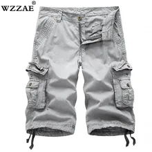 Для мужчин s военных грузов шорты летние армейские зеленые хлопковые шорты Для мужчин свободные нескольких карман шорты Homme Повседневное Бермуды брюки 38
