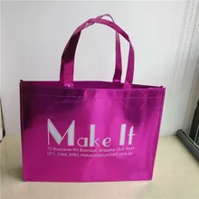 500 шт/партия, индивидуальный принт, Одноцветный логотип, рекламные розовые нетканые сумки, многоразовые эксклюзивные упаковочные вместительные сумки для покупок