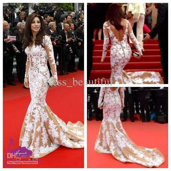 New Dress!Vintage V Neck A Line Sheath Applique Court Organza Long Sleeves Party Dress Evening Dress