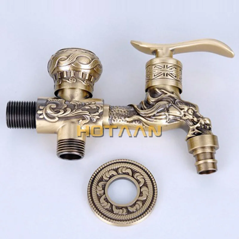 Long garden double use Bibcock faucet tap crane Antique Brass Finish Wall Mount Washing Machine Water Faucet Taps YT-5166