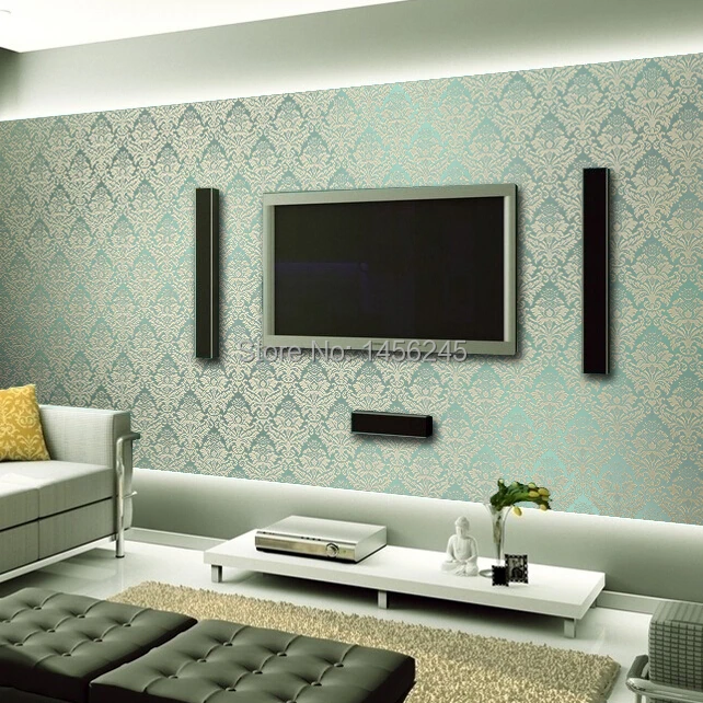 Non Woven Clic Metallic Flock Damask Wallpaper Glitter Green Non Woven Clic Metallic Flock Damask Wallpaper Glitter Green Background Wall Wallcovering Living Room Bedroom In Wallpapers From Home