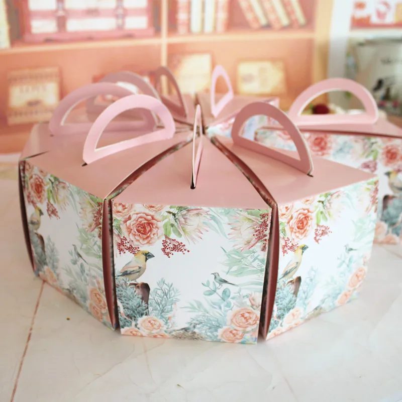 

15*11*10cm 10 Pcs pink bird Paper Box wedding candy boxes cheese Cake Storage Boxes Christmas Birthday Party Gifts Packaging