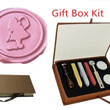 Винтажная девушка Алиса танцы изображение на заказ логотип Свадебное приглашение воск уплотнение штамп палочки плавления ложка Подарочная коробка набор