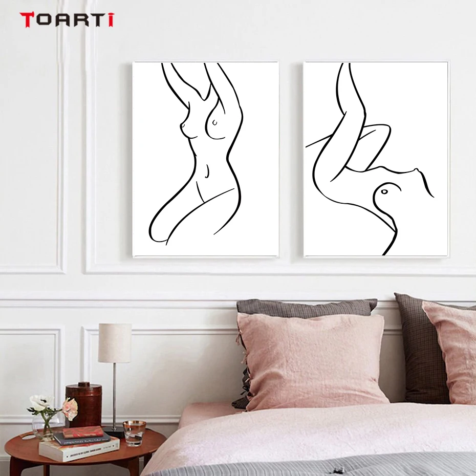 Minimalist Line Drawing Wall Posters Sexy Woman Nude Body Canvas Painting Nordic Prints Modular Pictures Bedroom Home Decoration (2)