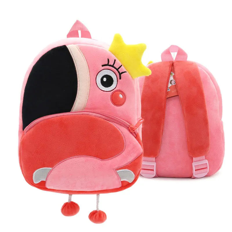 Детские рюкзаки с животными, плюшевые мягкие игрушки, школьная сумка для мальчиков и девочек, мультяшный единорог, Лев, кот, рюкзак на плечо, детские милые сумки кавайные - Цвет: Flamingo