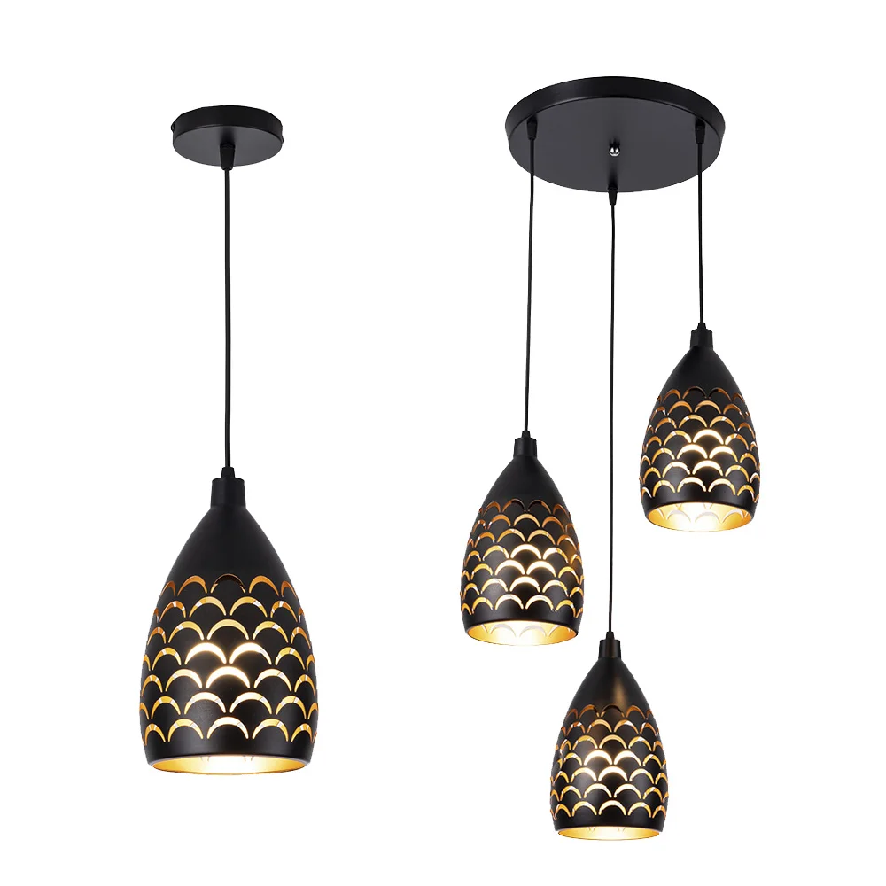 

Led chandeliers lights Modern Nordic loft retro cafe bar iron etching lampshade chandelier 1/3 head bar restaurant industrial