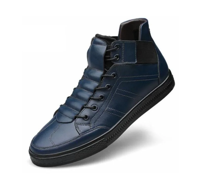 Мужские ботинки Размеры: 38-43, 44, новые зимние мужские ботинки из натуральной воловьей кожи обувь с открытым носком для дома и альпинизма - Цвет: Синий