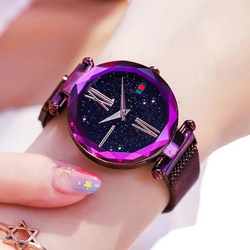

Ladies Casual Watch Luxury Purple Women Watches Fashion Minimalist Starry Sky Magnetic Watch Waterproof Wristwatch Dropshipping