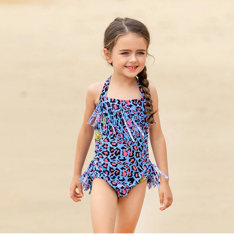 

xiqi girl printed one-piece swimsuit ruffle female swimsuit piecework 2019 girl one piece swimwear