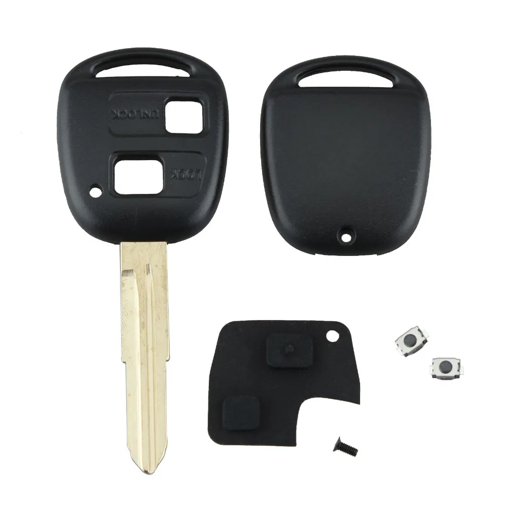 2 кнопки автомобиля дистанционного ключа оболочки резиновый коврик лопасть переключателя Ремонтный комплект для Toyota Yaris авто ключ Ремонт чехол оболочка с Uncut лезвие