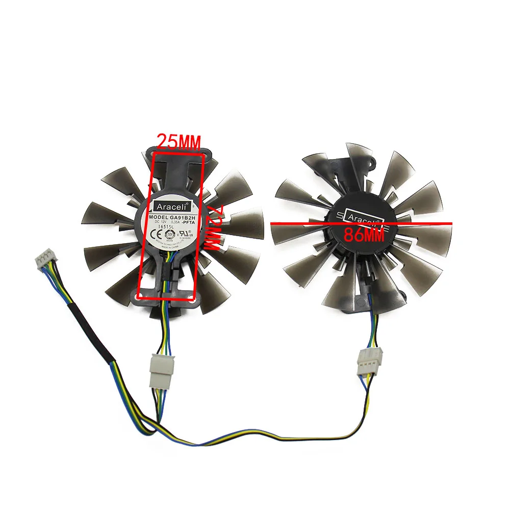 Free Shipping GA91B2H 12V 0.35A 86mm 4Pin RX 460 VGA Fan For SAPPHIRE RX460 Graphics Card Cooling Fan