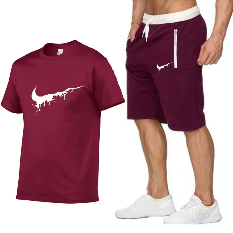 2019 New Men Fashion Two Pieces Sets T Shirts+Shorts Suit Men Summer Tops Tees Fashion Tshirt High Quality men clothing 2019 New Men Fashion Two Pieces Sets T Shirts+Shorts Suit Men Summer Tops Tees Fashion Tshirt High Quality men clothing