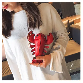 

Fashion Women Lobster Handbag PU Leather Cross-body Cute Coin Purse Coin Pouch Mini Bag