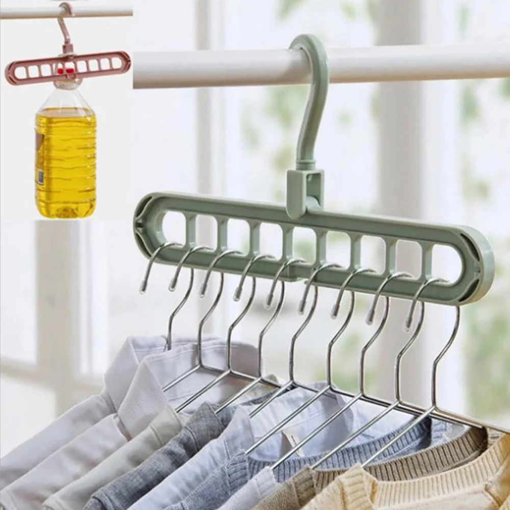 

Nine-hole multi-function rotating Magic Plastic Hanger folding wardrobe drying clothes hanger