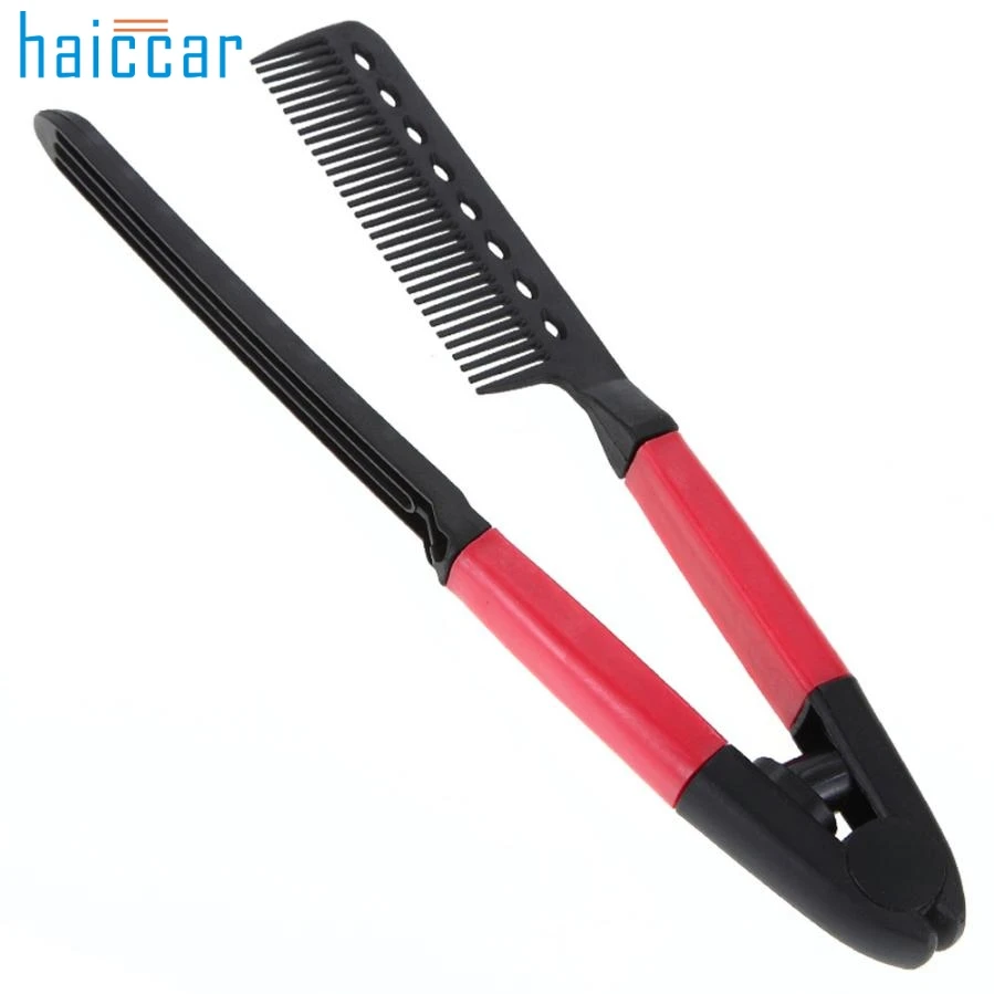 

Beautiful Women Folding V Comb Hair Straightener Hairdressing Salon Straightening Brush M31X17
