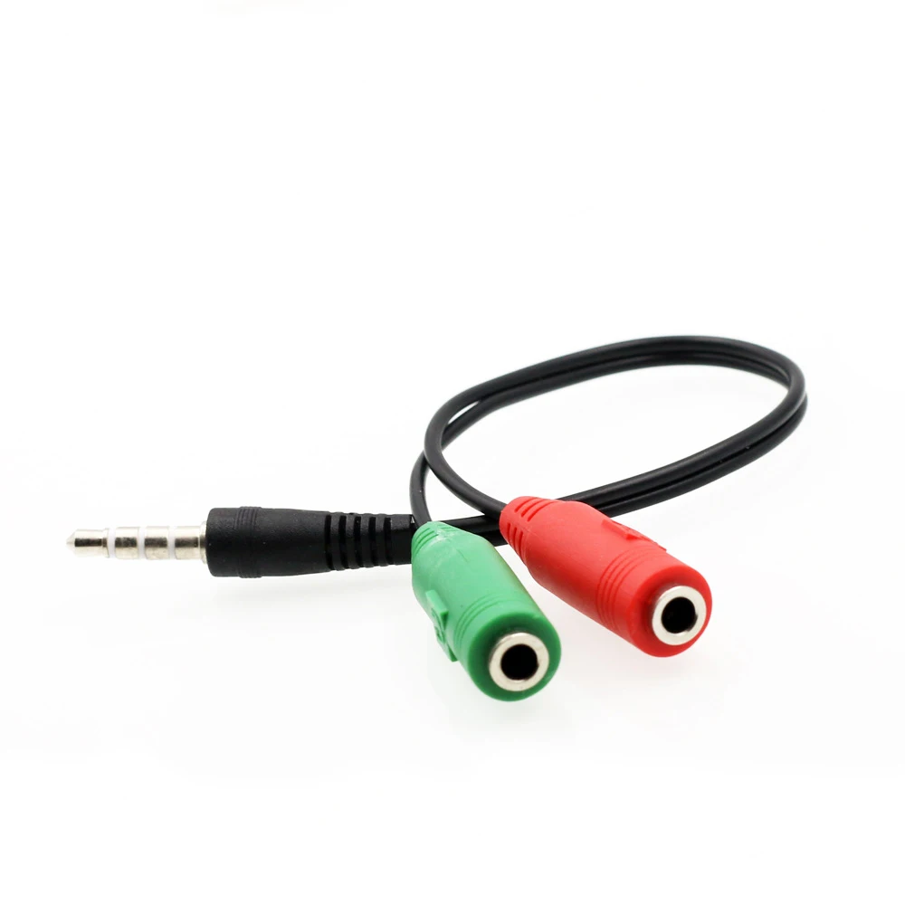 100pcs lot 3 5mm Jack 1 Male to 2 Female Headphone Stereo Earphone Audio Splitter to Micrphone Adapter Cable For Phone 6 5S 4S
