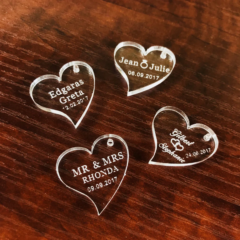 50 pieces Personalized Engraved Baby Baptism Love Heart Decor ,Customized  Wedding Table Decoration Favors Souvenirs Tag (2)