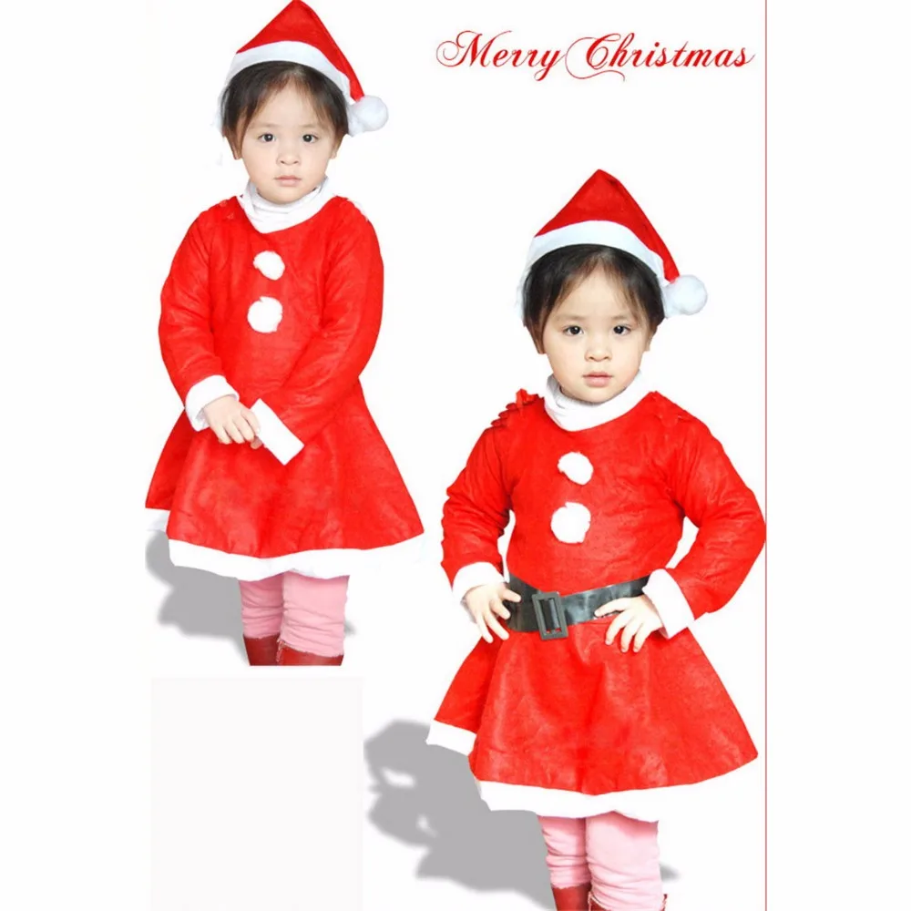 Рождественский костюм и платье для мальчиков и девочек 1-3 лет, Детский новогодний комплект одежды с Санта-Клаусом