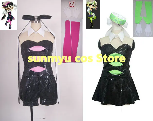 

Free Shipping!Splatoon Inkopolis Squid Sisters Sea O' Colors Shiokarazu Callie Aori Cosplay Costume,Size customizable,Halloween