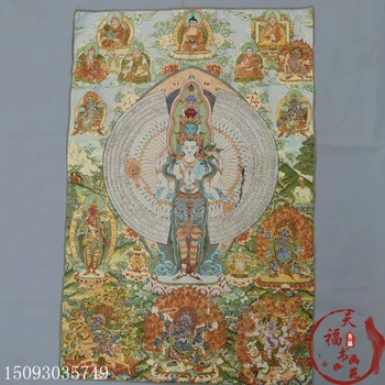 

christmas Thangka silk embroidery brocade painting Nepalese thousand hand thousand eyes Guanyin Buddha halloween