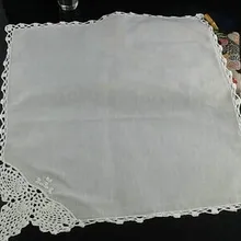 Высокое качество слоновой кости хлопок вышитый носовой платок ручной работы крючком кружевной носовой платок