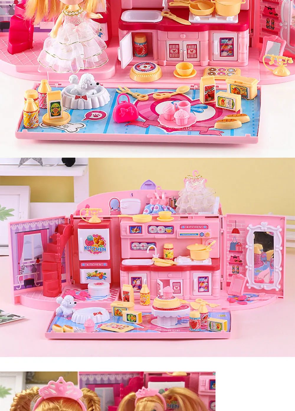 Детские игрушки для девочек, сумочка для девочек, игровой домик, принцесса игрушка, сумочка, спальня, игрушечная домашняя кухня, подарок на день рождения