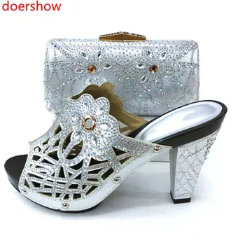

doershow African Women Matching Italian Design hot sale Shoe and Bag Set for Wedding Italian Shoes with Matching Bags SM1-8