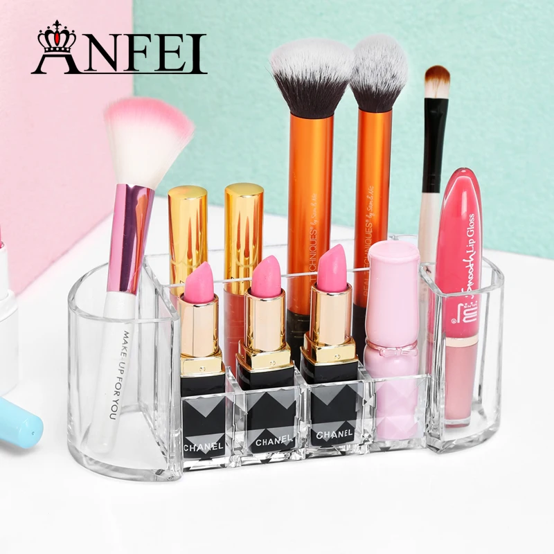 

ANFEI Diamond Pattern Clear Cosmetic Box Lipstick Holder Makeup Brushes Case Household Decoration Cosmetic Storage Display C174