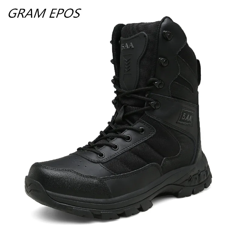 Мужские тактические военные ботинки для пустыни; Мужская Рабочая безопасная обувь; армейские ботинки; военные тактические ботинки; Zapatos; мужские ботинки; Feamle - Цвет: Black