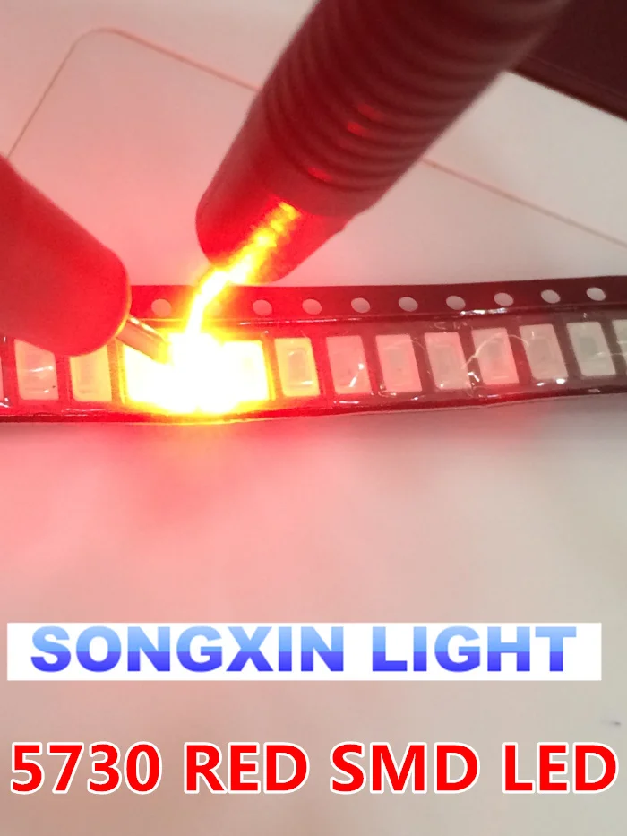 

100pcs 5630/5730 SMD/SMT Red SMD 5730 LED Surface Mount Red 2.0~2.6V 620-625nm Ultra Birght Led Diode Chip 5730 Red