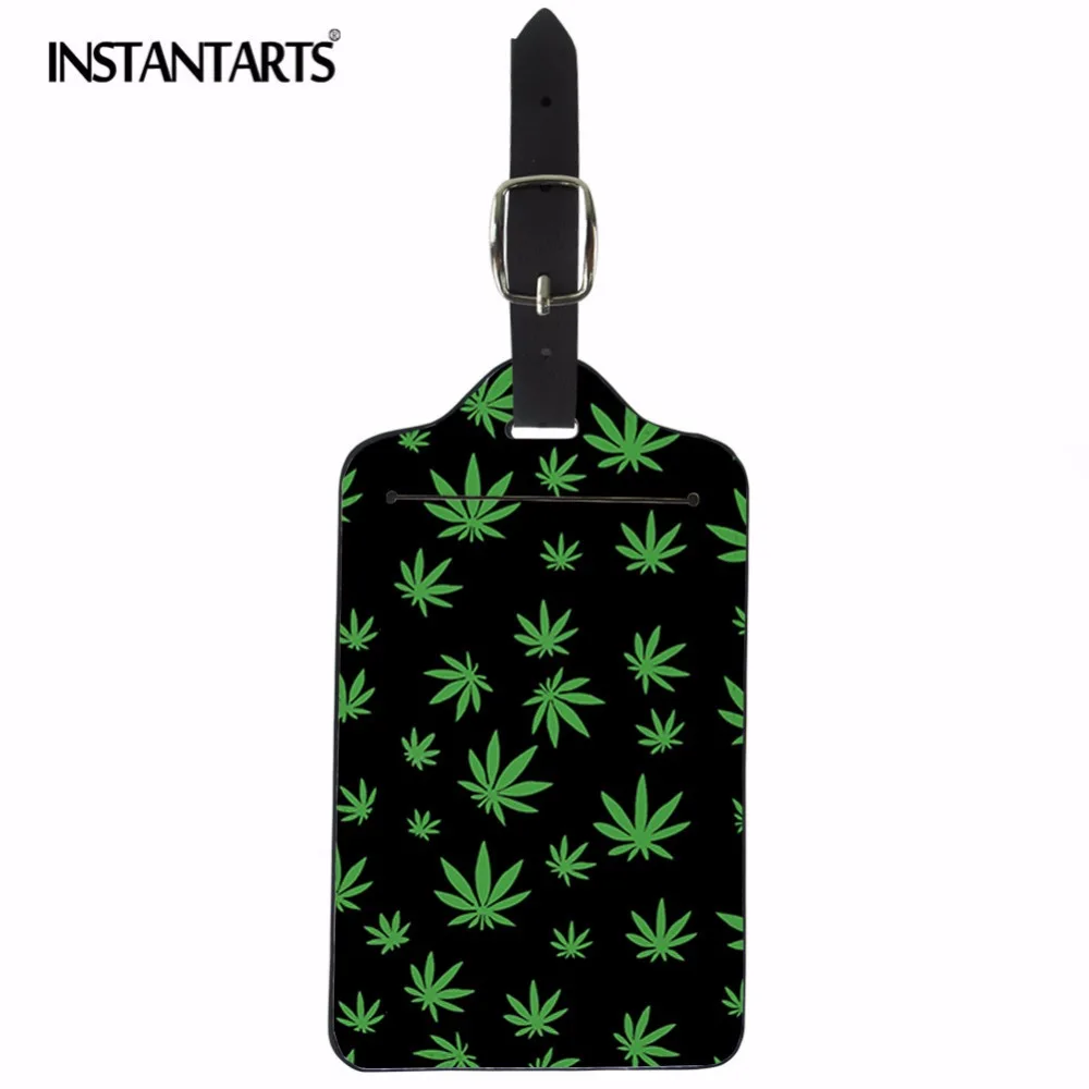 

INSTANTARTS Plant Print PU Leather Luggage Tag Portable Secure Travel Suitcase Label Personalized Boarding Address Name ID Tags