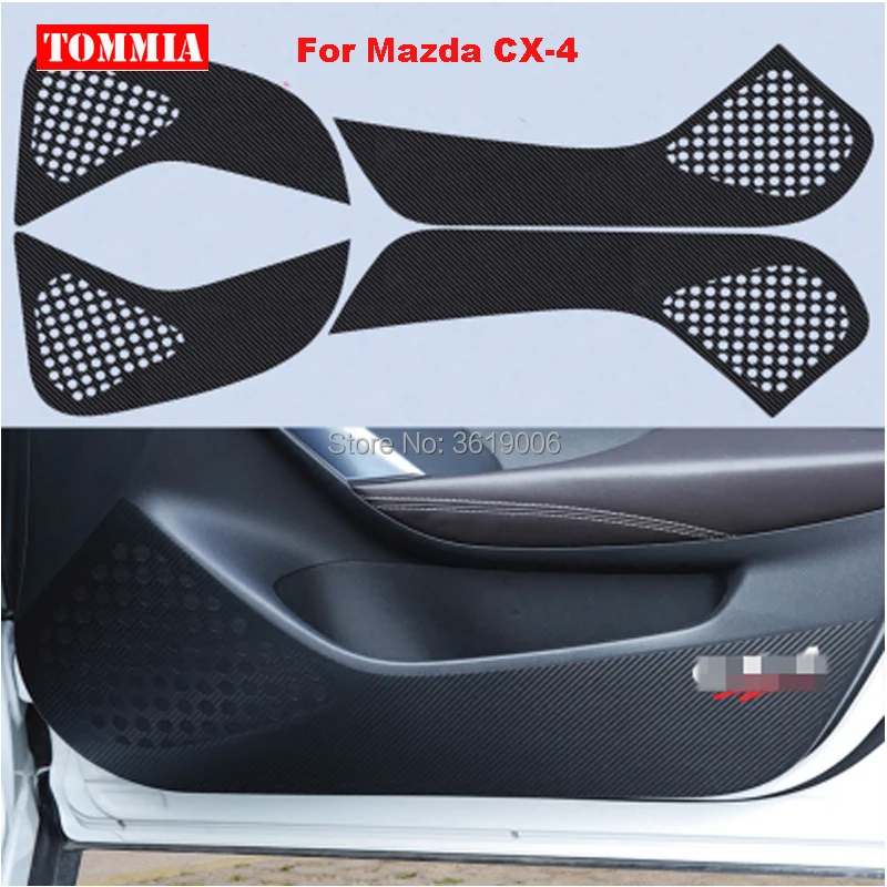 

TOMMIA For Mazda CX-4 Car Inside Door Cover Scratch Protection Anti Kick Pads Carbon Fiber Stickers 4pcs