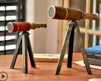 

European-style retro creative telescope earth instrument living room TV cabinet table soft decoration furnishing culpture statue