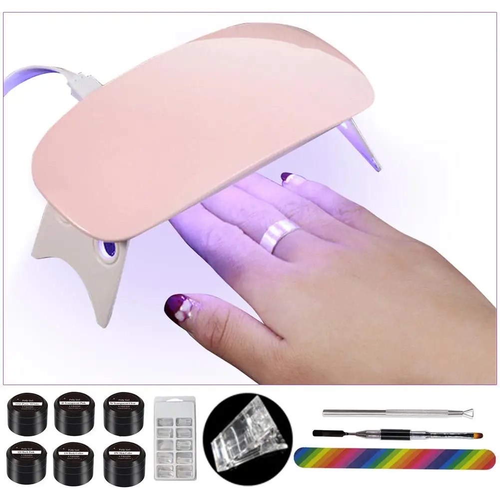 12 шт./компл. Маникюр быстро расширение гель набор с двухконфорочная вафельница для ногтевая Кисть для геля быстро строительство Типсы пальца расширение инструмент для ногтей