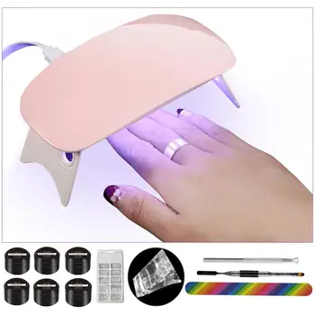 

12 Pcs/set Manicure Fast Extension Gel Set With Double-end Nail Brush Gel Quick Building Nail Tips Finger Extension Art Tool