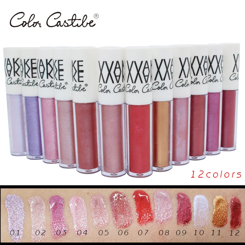 

Color Castle 12 colors Glitter Lip Gloss Diamond Shine Lips Makeup Metallic colors Matte Lipstick Waterproof Lasting