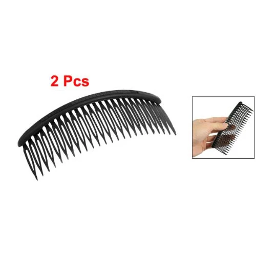 5x Practical Black Plastic 24 Teeth Hair Comb Clip Clamp 2 Pcs for Lady Girls