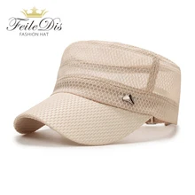 [FEILEDIS] классические винтажные плоские мужские бейсболки из промытого хлопка и регулируемый головной убор, более толстая крышка лето, защита от солнца JMM-70